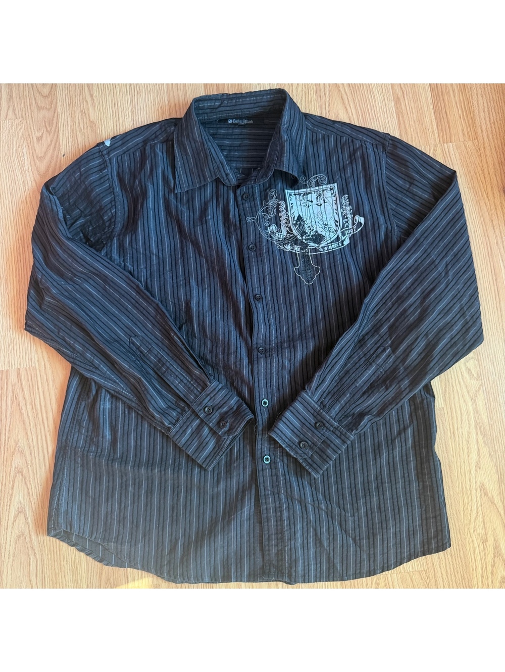 Carbon Black Mens Button Up Cross Wings Size XL
